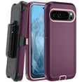 thumbnail image 1 of KOMI for Google Pixel 8 Pro Case, with HD Tempered Glass Screen Protector, Heavy Duty Shockproof Drop Protective Rugged Tough Durable Phone Cover with Belt Clip-Burgundy/Pink, 1 of 5