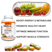 MiracleMulti Liquid Multivitamin & Mineral Softgel Capsules for Men & Women - Whole Food Blend Daily Vitamin with CoQ10, B12, Enzyme Blend - 2 Pack - 120 Servings