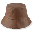 thumbnail image 4 of CoCopeaunts Bucket Hat for Women Autumn Winter Faux Leather Lambswool Fleece Warm Basin Hat Fashion Two Side Wear Fisherman Hat, 4 of 8