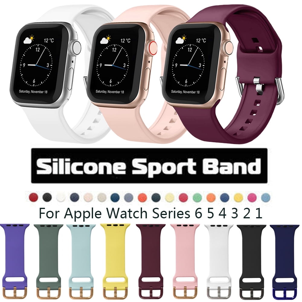 SHELLTON For Apple Watch Series 1/2/3/4/5/6 38mm/40mm/42mm/44mm Silicone Sport Replacement Watch Band Strap