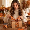 thumbnail image 4 of Orange Black Spiderweb Gift Wrapping Ribbon, Halloween Wired Edge Craft Ribbon for Fall Wreath DIY Decor, 141.73x2.48in, 4 of 6