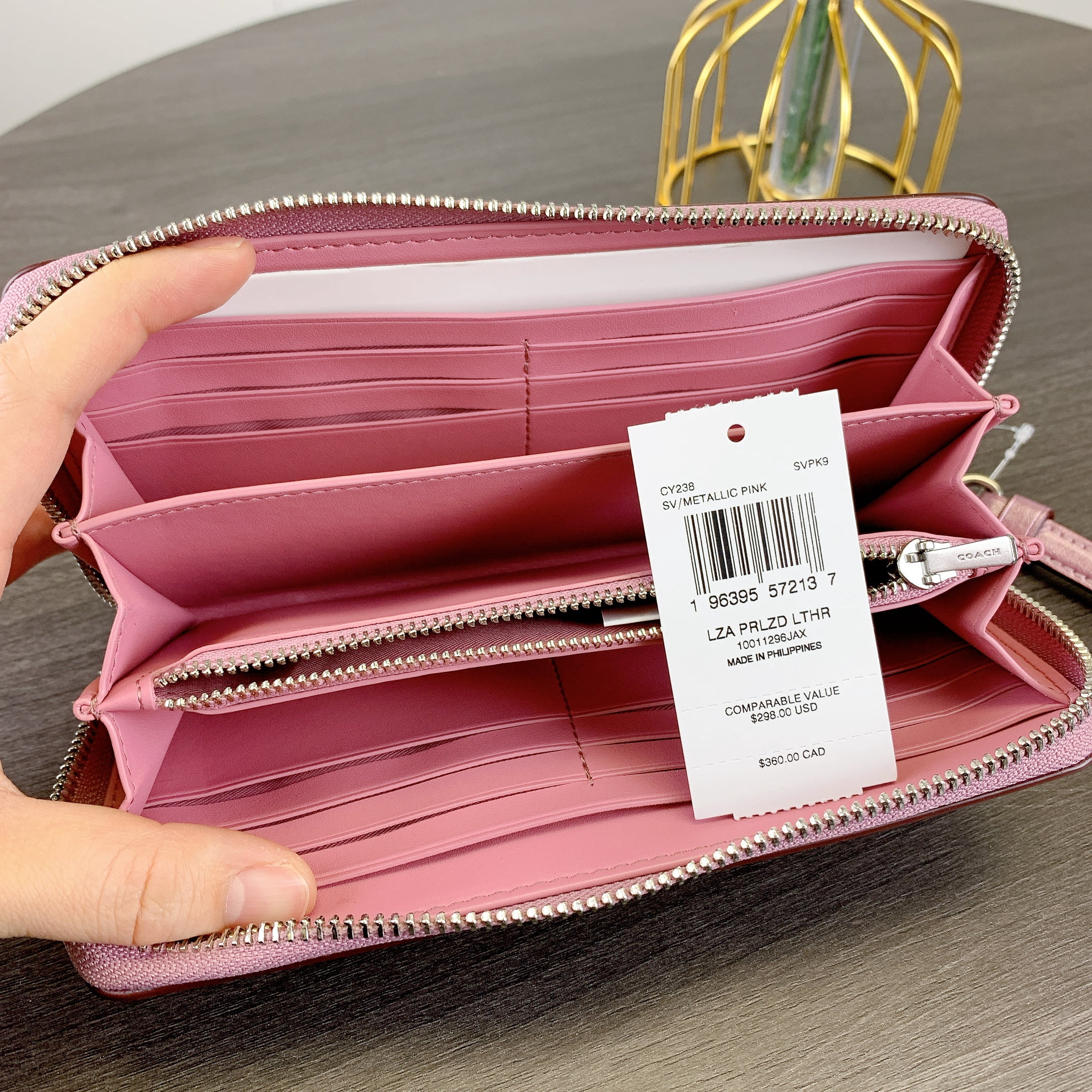 Coach CY238 Coach Long Zip Around Wallet with Strap IN METALLIC