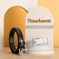 thumbnail image 3 of Timarkment 2pcs Women Leather Belts Skinny Solid Color Pin Buckle Black & White Belts for Womens, 3 of 7