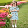 thumbnail image 5 of Ugoldhm Girls Casual Short Sleeve Summer Midi Dress - Crew Neck Flowy Sun Dresses, Size 3-12, 5 of 9