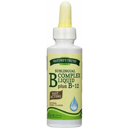 Nature's Truth Sublingual B Complex Liquid Plus B-12 Natural, Berry Flavor, 2 oz (Pack of 3)