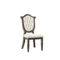 thumbnail image 2 of Weathered Oak Finish 6pc Side Chair Upholstered Seat And Backrest Button Tufted Ornate Corbels Dining Room Furniture, 2 of 6
