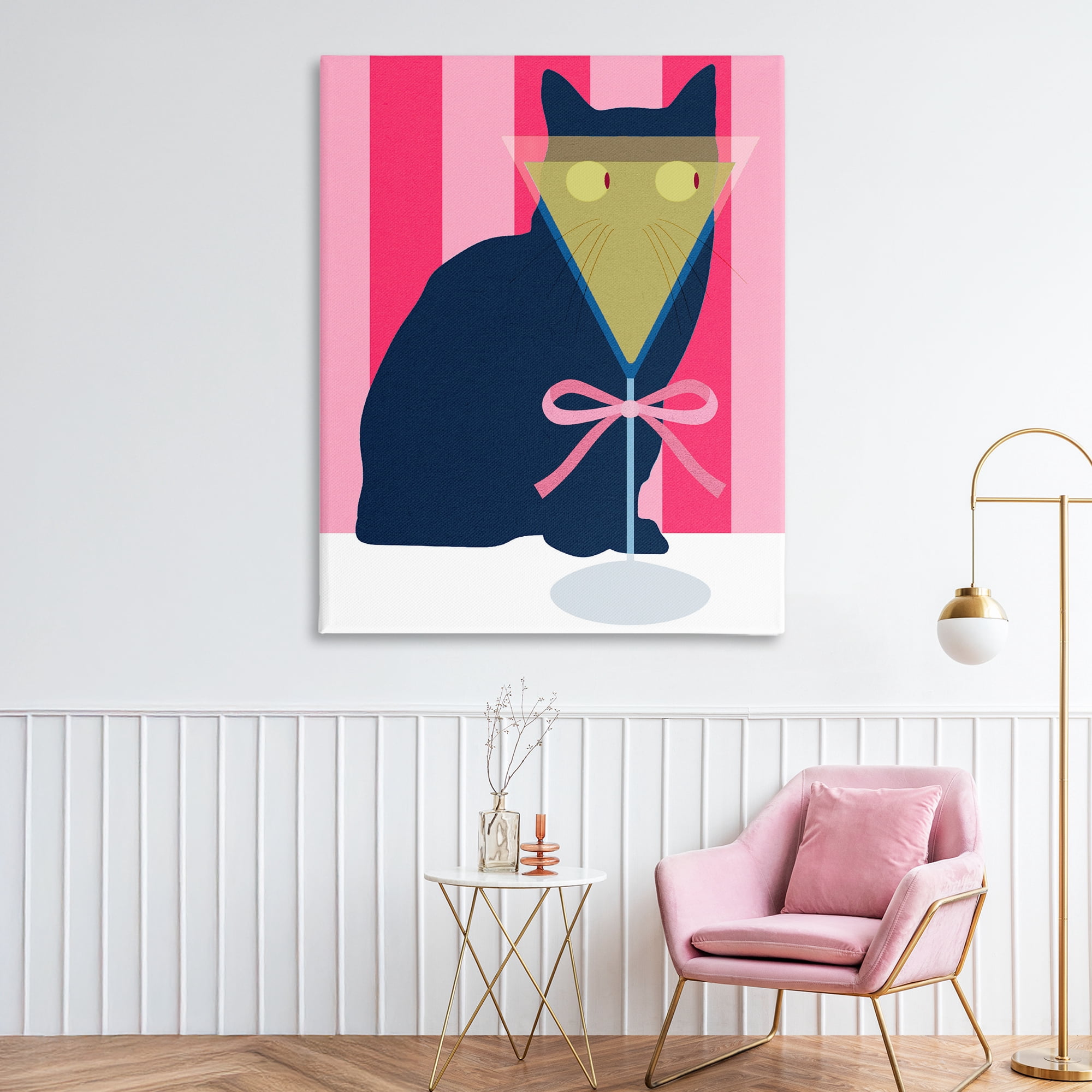 Stupell Industries Playful Striped Cat with Martini Canvas Wall Art, design by Lil' Rue