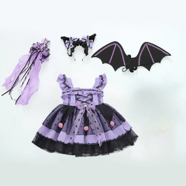 Sanrio Kuromi-vestido Lolita de dibujos animados para niña, tutú bonito para fiesta de cumpleaños, regalo de Navidad, primavera y otoño