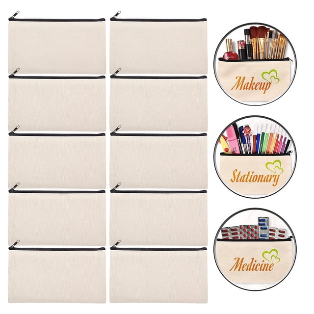 Milisten 10Ud Estuche De Lienzo Beige Con Para Sublimación Y Organización De Artículos Personales