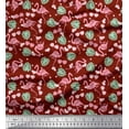 thumbnail image 1 of Soimoi Red polyester Crepe Fabric Monstera Leaves & Flamingo Bird Printed Craft Fabric by the Yard 52 Inch Wide, 1 of 3