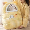 thumbnail image 6 of Uutvery Capsule Sleeping Bag for Cats Dogs, Warm Enclosed Winter Pet Bed, Foldable Soft Pet House with Cushion, Indoor Cat Dog Nest, Yellow, 17.72x13.78 Inches, 6 of 6