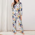 thumbnail image 2 of Hirioo Lilies Flowers for Women's Pajama Sets 2 Piece Pjs Women's Long-Sleeved Pajama Set Button Down Sleepwear,S-XXL-XX-Large, 2 of 7