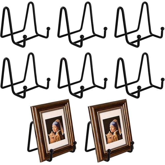 Hedume 8 Pack 3 Inch Iron Display Stand, Black Metal Easel Plate Display Photo Holder Stand, Picture Frame Holder Stand for Photo Easel, Decorative Plate, Book