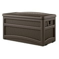 thumbnail image 2 of Suncast 73 Gallon Deck Box & Wicker Trash Hideaway Outdoor Garbage Bin, Java, 2 of 7