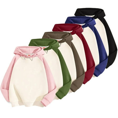 

KYAIGUO Unisex Toddler Kids Hooded Sweatshirt Colorblock Long Sleeve Sweatshirt Pullover Tops Fall Winter Outfit for 5-14 Years Old