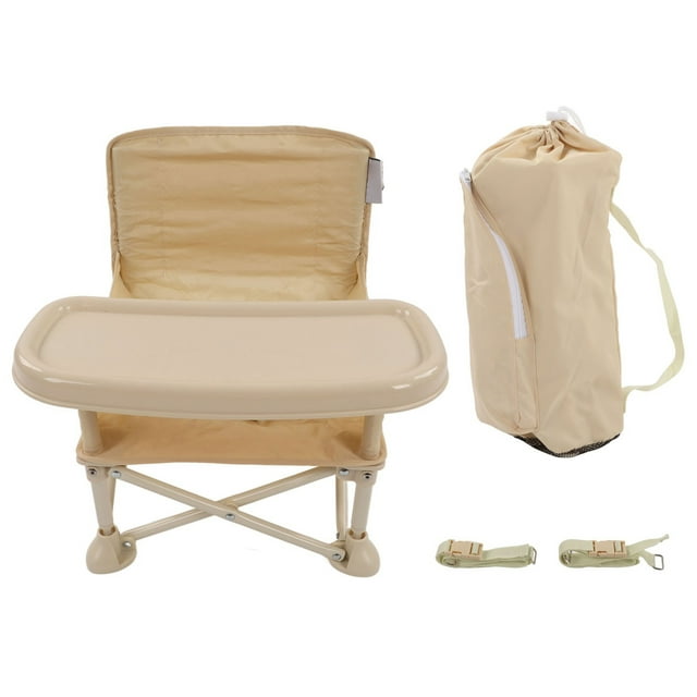 Silla de picnic para bebé, portátil, para comer, para entrenamiento infantil, para exteriores, plegable, con cinturón de seguridad, de alta fiabilidad, para lactantes, estándar, color beige.