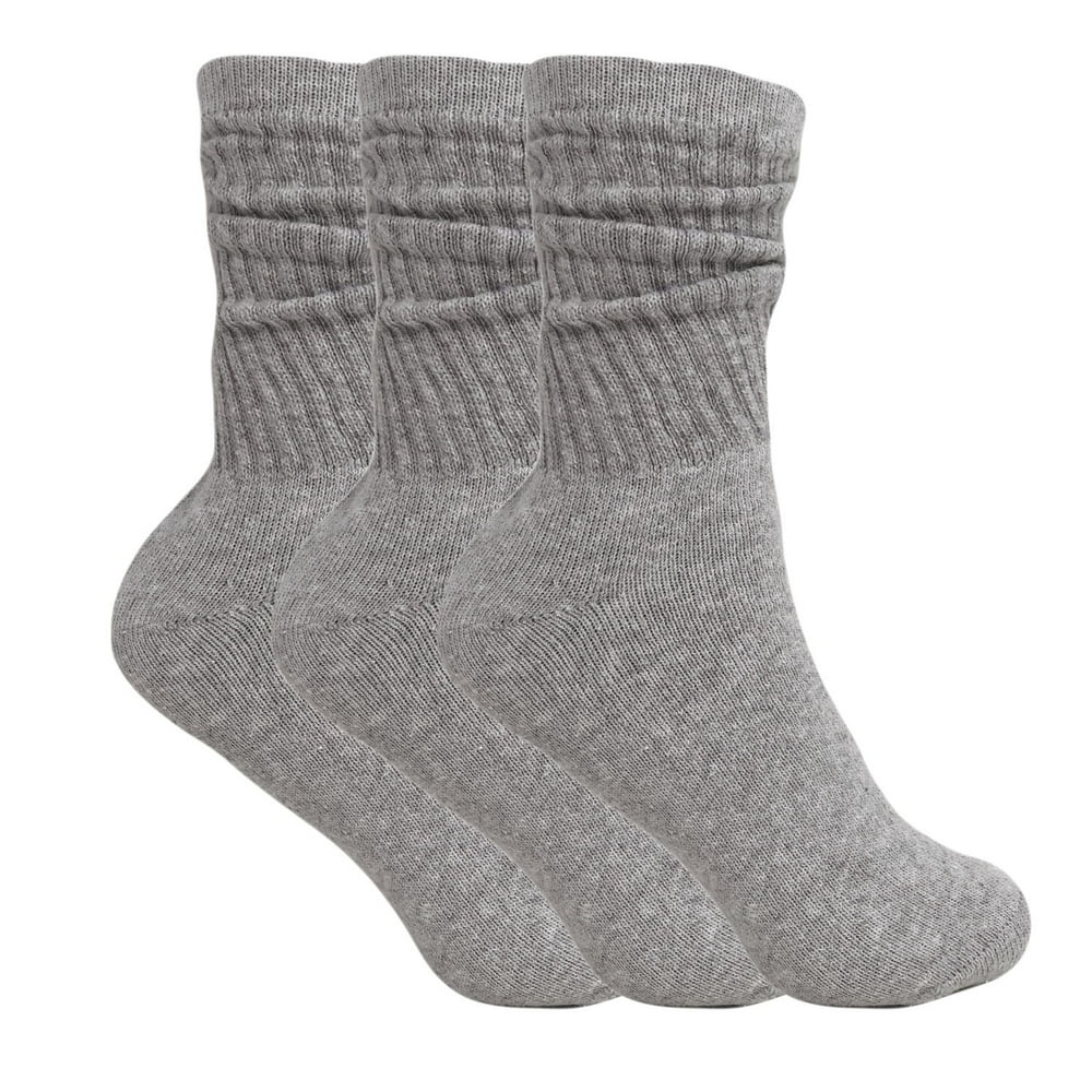AWS/American Made Cotton Crew Socks for Women Gray Made in USA 3