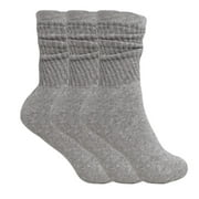 Cotton Crew Socks for Women Gray Made in USA 3 PAIRS Size 9-11