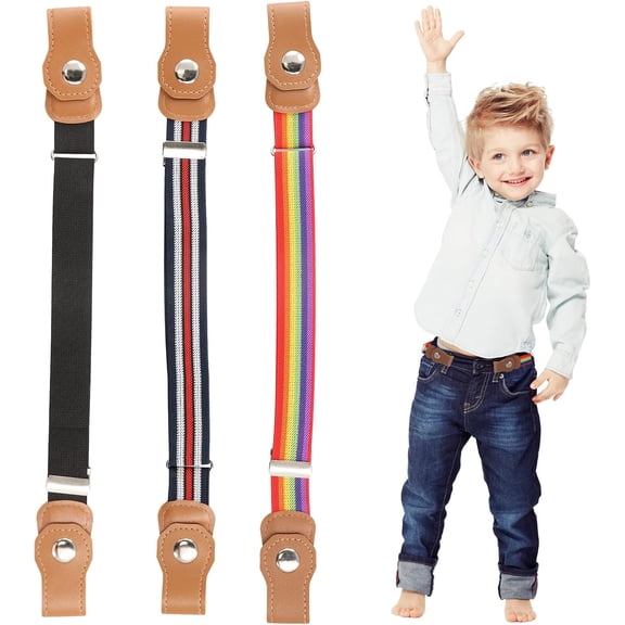 Amexo 3 Pcs Kids Elastic Belts Without Buckle Children Invisible Belt Adjustable Elastic Belt for Boys and Girls Buckle-free Children Stretch Belt 37-57cm