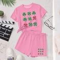 thumbnail image 6 of Atogsazn Kids Girl Summer St. Patrick's Day Clothes Set Children Short Sleeve Pullover Tshirt Shorts Outfit 02-Pink 10-11Years Fashion, 6 of 6