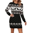 thumbnail image 2 of KANG Festive Knit-Style Bodycon Dress | Women's Long Sleeve Christmas Print Bandage Dress for Holiday PartiesBlackL, 2 of 4