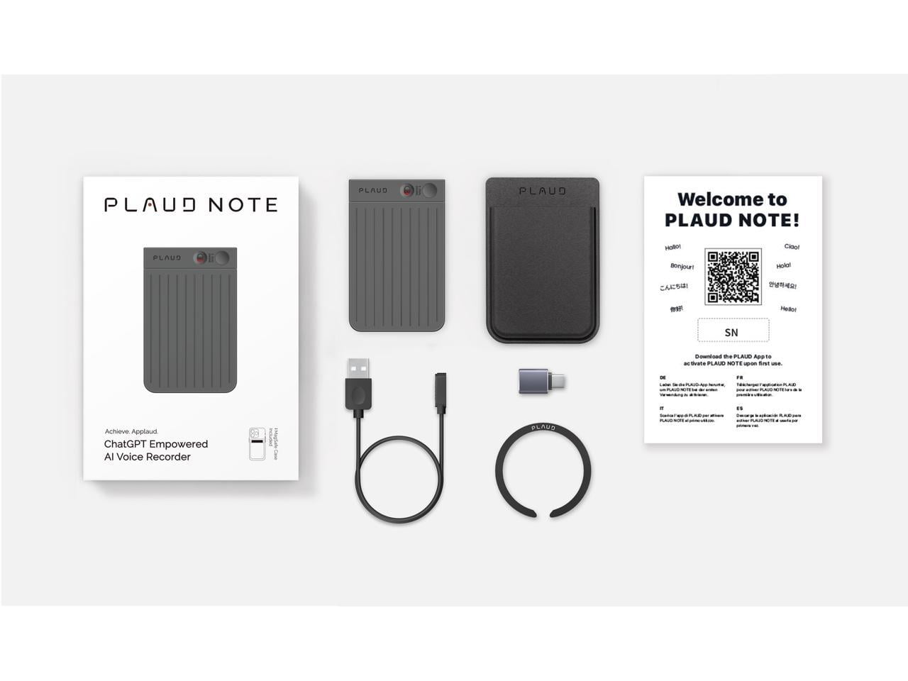 PLAUD NOTE: ChatGPT Empowered AI Voice Recorder w/ Black Magnetic Case (Black)