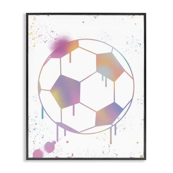Stupell Industries Graffiti Soccer Ball Drip Black Framed Giclee Art, design by Marcus Prime, 14 x 11