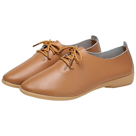 Sexlip Fashion Women s Breathable Lace-Up Flats  Casual Round Toe Shoes  Comfortable and Stylish for Daily Wear Brown 35