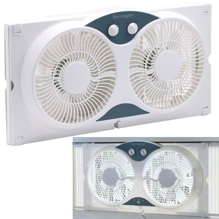 Portable Dual Blade 9-Inch Twin Window Fan with Reversible Airflow,