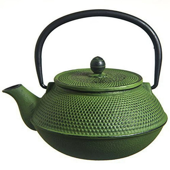 New Star International T7003 Cast Iron Teapot, 21-Ounce, Green Hobnail