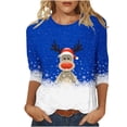 thumbnail image 1 of Women's Round Neck Three Quarter Sleeve Christmas Printed Top, 1 of 1