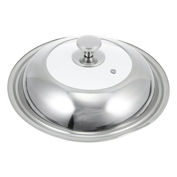 PAMINGONO Wok Cover Anti-Scald Cooking Pot Lid Stainless Steel with Glass 1Pcs 11.8x11.8x2.4in