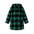 thumbnail image 7 of Sevevn Women's Hooded Plaid Fleece Coat Button‑Front Plaid Sherpa Jacket with Patch Pockets Winter Outerwear Green M, 7 of 7