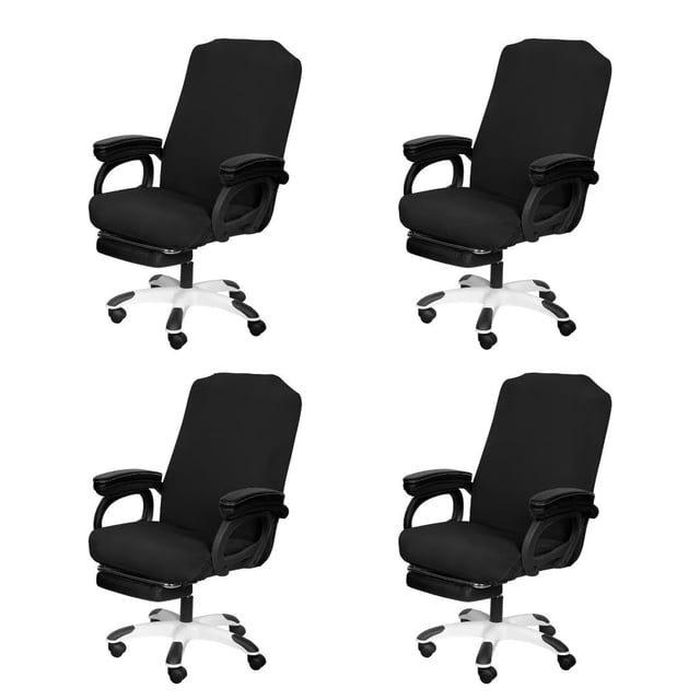 Fundas para sillas de oficina SARAFLORA, paquete de 4 unidades, con cierre elástico, color negro