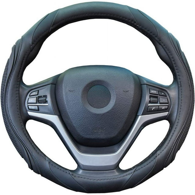 Funda de cuero para volante de coche - Universal (37-38 cm), transpirable y antideslizante