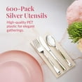 thumbnail image 2 of Prestee 600 Plastic Silverware Set, Silver Plastic Utensils, Disposable Flatware Set with Plastic Forks 200, Spoons, Knives, Heavy-Duty Bulk Silverware Set for Christmas Parties and Events, 2 of 7