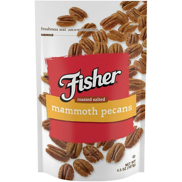 FISHER Snack Roasted Salted Pecans, StandUp Bag, 4.5 oz