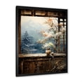 thumbnail image 2 of Designart "Vintage Japanese Panorama with Pink Florals III" Landscapes Framed Wall Art - Traditional White Japan Living Room Framed Canvas Art, 2 of 6