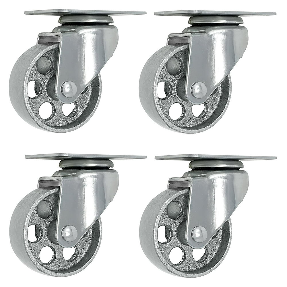 4 All Steel Swivel Plate Caster Wheels Heavy Duty Highgauge Steel Gray