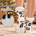thumbnail image 5 of Fuzzy Slipper Socks for Women, PUTUO Warm Non Slip Grip Socks Sherpa-Lined Thick Cozy Fluffy Mid Calf Winter Home Socks, Cow Pattern, 5 of 6