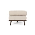 thumbnail image 5 of Modern Beige Fabric Chaise Lounge with Rolled Pillow, Mid-Century Design, Waffle Stitch Upholstery, Rubberwood Frame for Living Room, Bedroom, 5 of 9