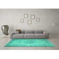 thumbnail image 3 of Ahgly Company Machine Washable Indoor Rectangle Abstract Turquoise Blue Contemporary Area Rugs, 2' x 3', 3 of 4