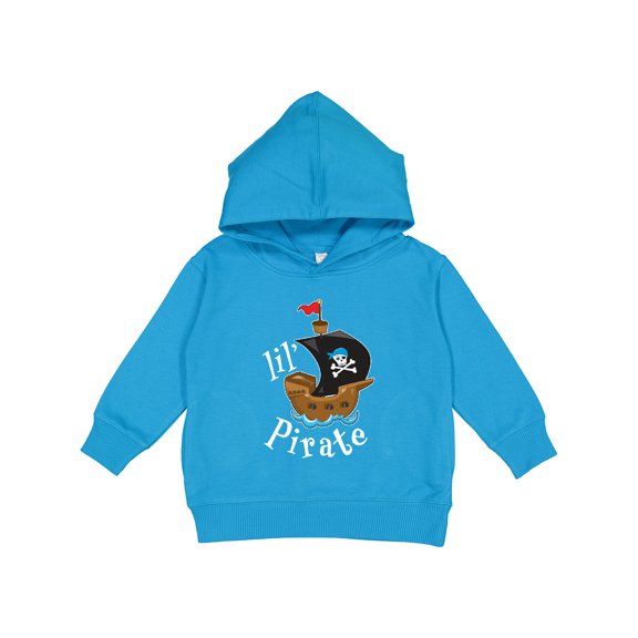 Inktastic Lil' Pirate Pirate Ship, Blue Bandana Toddler Hoodie