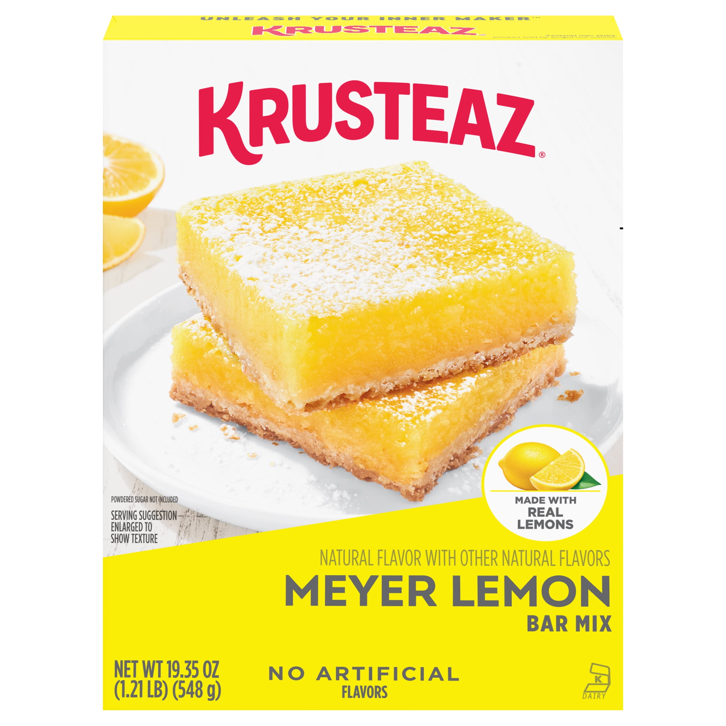 (6 pack) Krusteaz Meyer Lemon Bar Mix, Lemon Bar Baking Mix, Made With Real Lemons, 19.35 oz Box