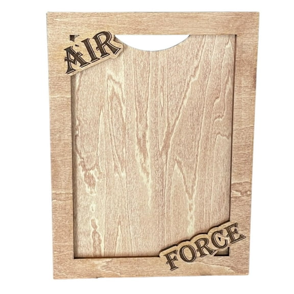 Air Force Wooden Picture Frame, Light Oak, 5x7 inch with Stand and Wall Mount, Protective Acrylic Cover, Military Style