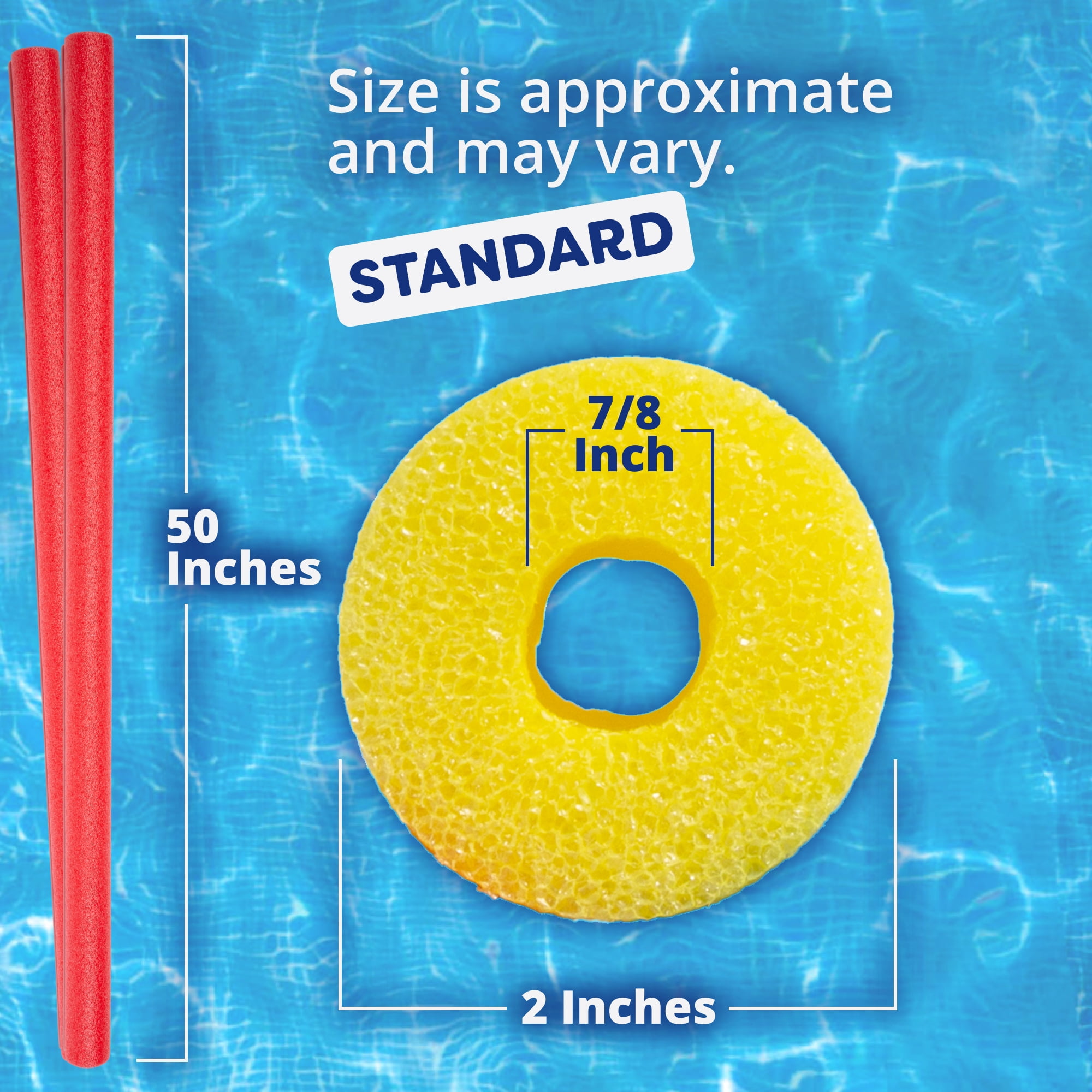 In The Swim 40-Pack, 2-Inch Diameter Standard Pool Noodles – Soft Large Foam Noodles for Extra Buoyancy - Floating Training Device, Exercise Aid, Pool Toy - 50 Inches Long - 3 Shades of Blue 1057473