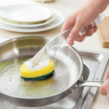 

Newway Dish Brush With Long Handle Kitchen Dishes Scrubber And Sponge Refill Replacement Heads