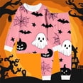 thumbnail image 2 of Weebloom Halloween Toddler Girls Winter Pajamas Cute Bat Boys Pajama Set Long Sleeve Sleepwear Nightwear Pjs Loungewear Light Pink 3Y, 2 of 4