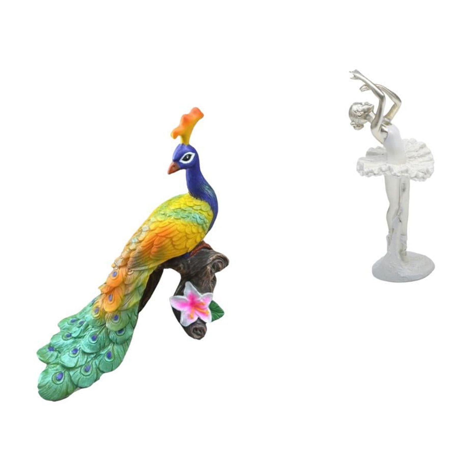 CarpNettore Peacock Ballerina Sculpture Figurine Decorative Garden Ornament Crafts Statue for Home Bedroom Yard Modern Dancing Girl Art Entrance