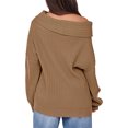 thumbnail image 4 of Fall Winter Womens Top Oversized Batwing Boat Neck Knit Casual Pullover Off Shoulder Sweater, 4 of 6